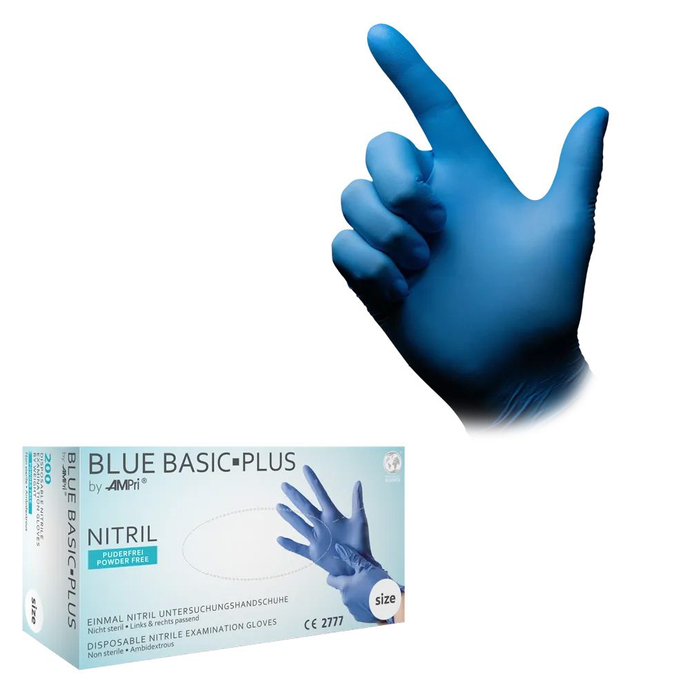 Nitrilhandschuhe, blau, Größe L, puderfrei, blue Basic-Plus