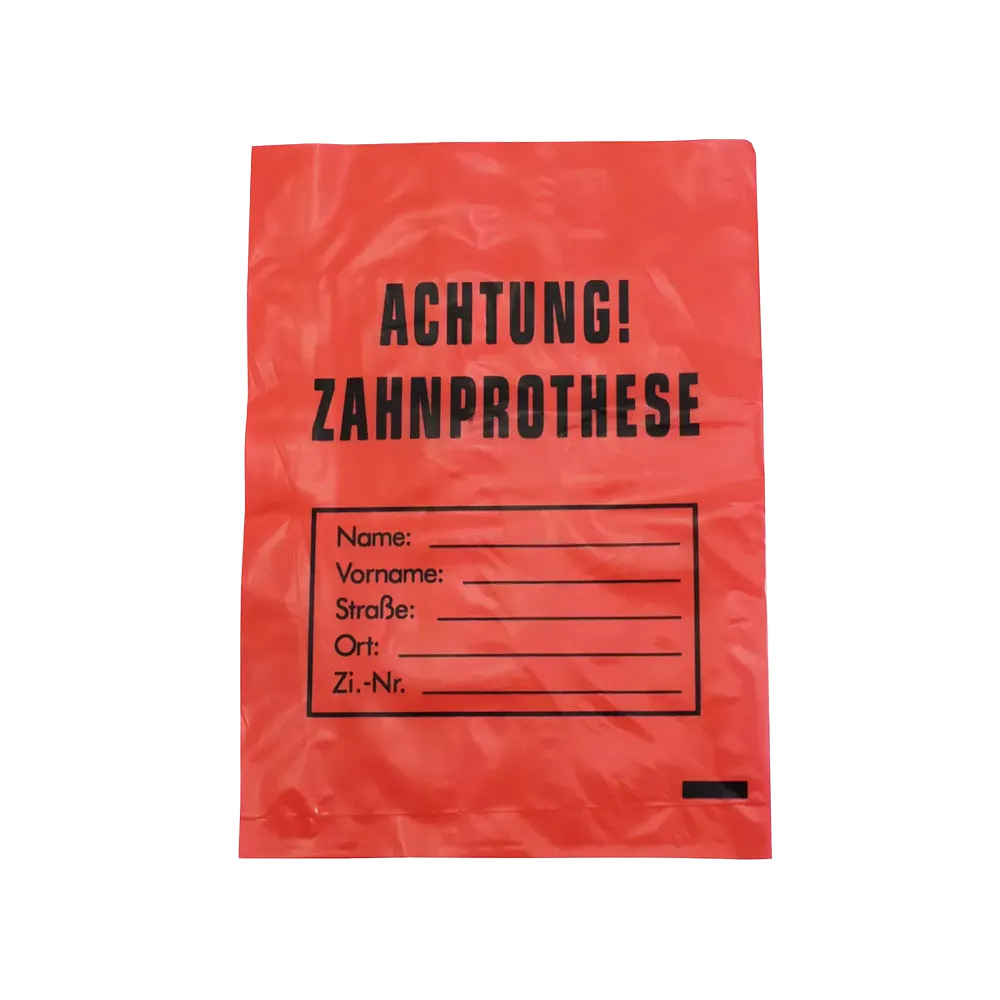 LDPE Zahnprothesenbeutel, Farbe rot, 17 x 24 cm