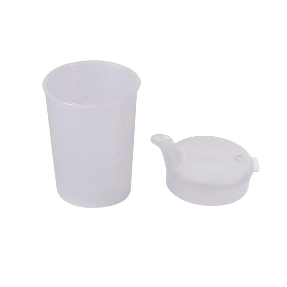 PP Schnabelbecher Oberteil und Unterteil SET, transparent, milchig, 50x 250 ml Unterteil, 50x Oberteil 12x10