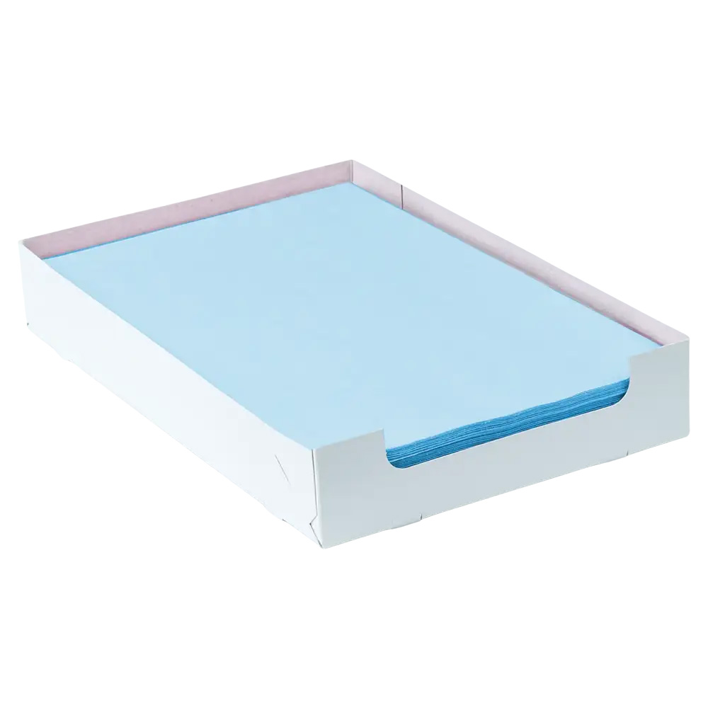 Einweg Tray-Filterpapier in der Box, 18 x 28 cm, Farbe hellblau, blau, hellgrün, Zellstoff