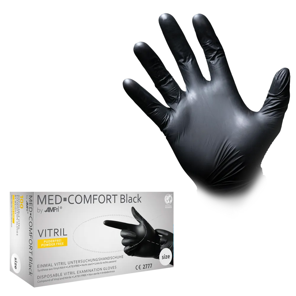 Vitrilhandschuhe, schwarz, Größe XL, puderfrei, Med-Comfort Vitril