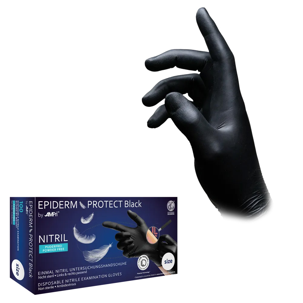 Nitrilhandschuhe, schwarz, Größe M, puderfrei, Epiderm Protect Black by Med-Comfort