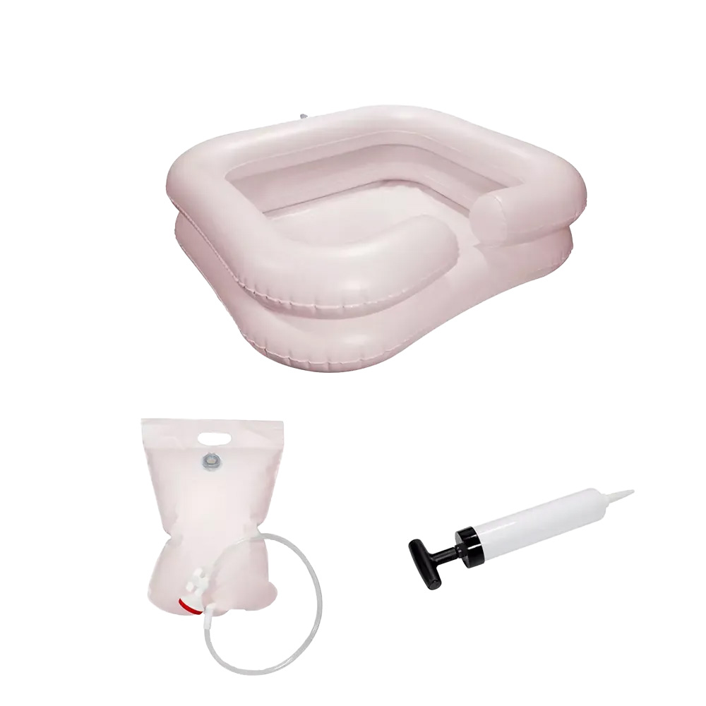 PVC Waschbecken mit Duschvorrichtung und Pumpe, 65x58x20 cm, Stärke 0,32 mm, hellrosa, rosa, Polyvinylchorid, Top-Comfort