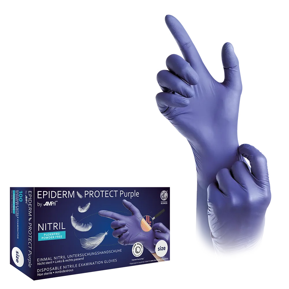 Nitrilhandschuhe, violett, Größe M, puderfrei, Epiderm Protect Purple by Med-Comfort