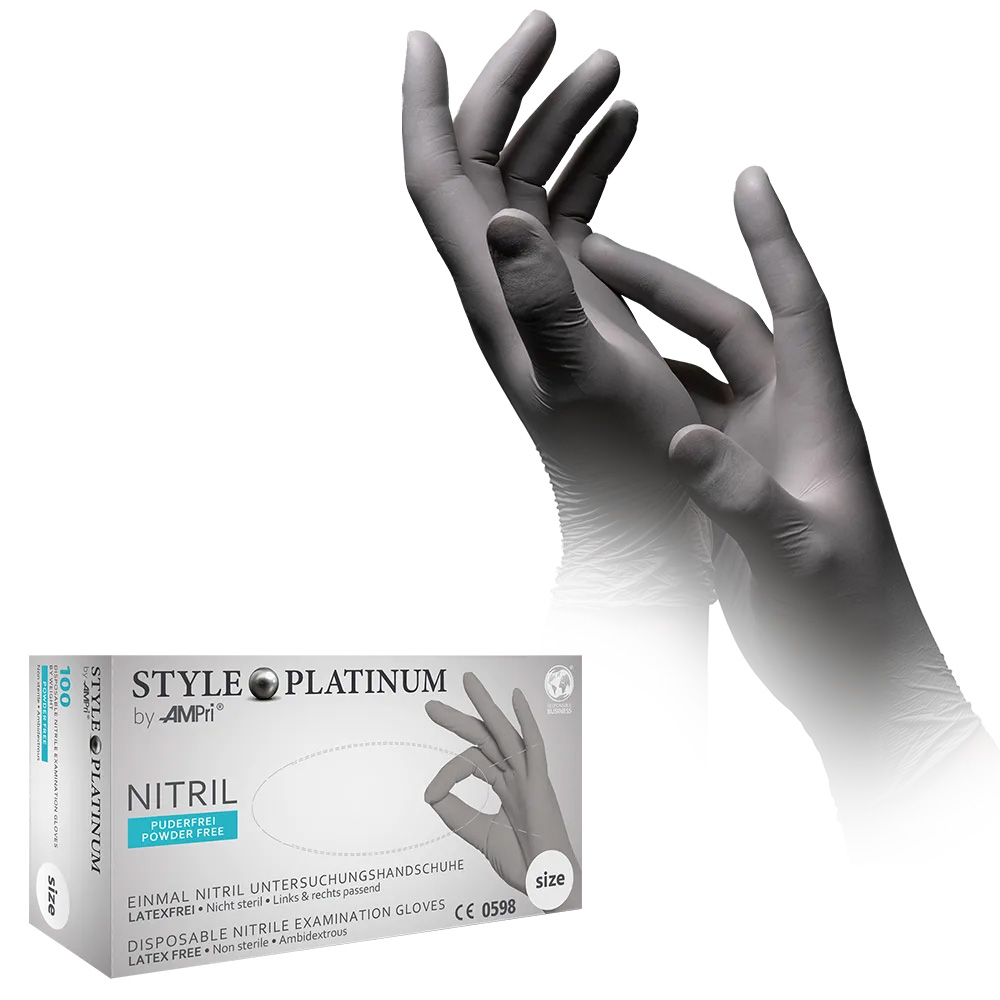 Nitrilhandschuhe, silbergrau, platinum, Größe XS, puderfrei, Style PLATINUM by Med-Comfort