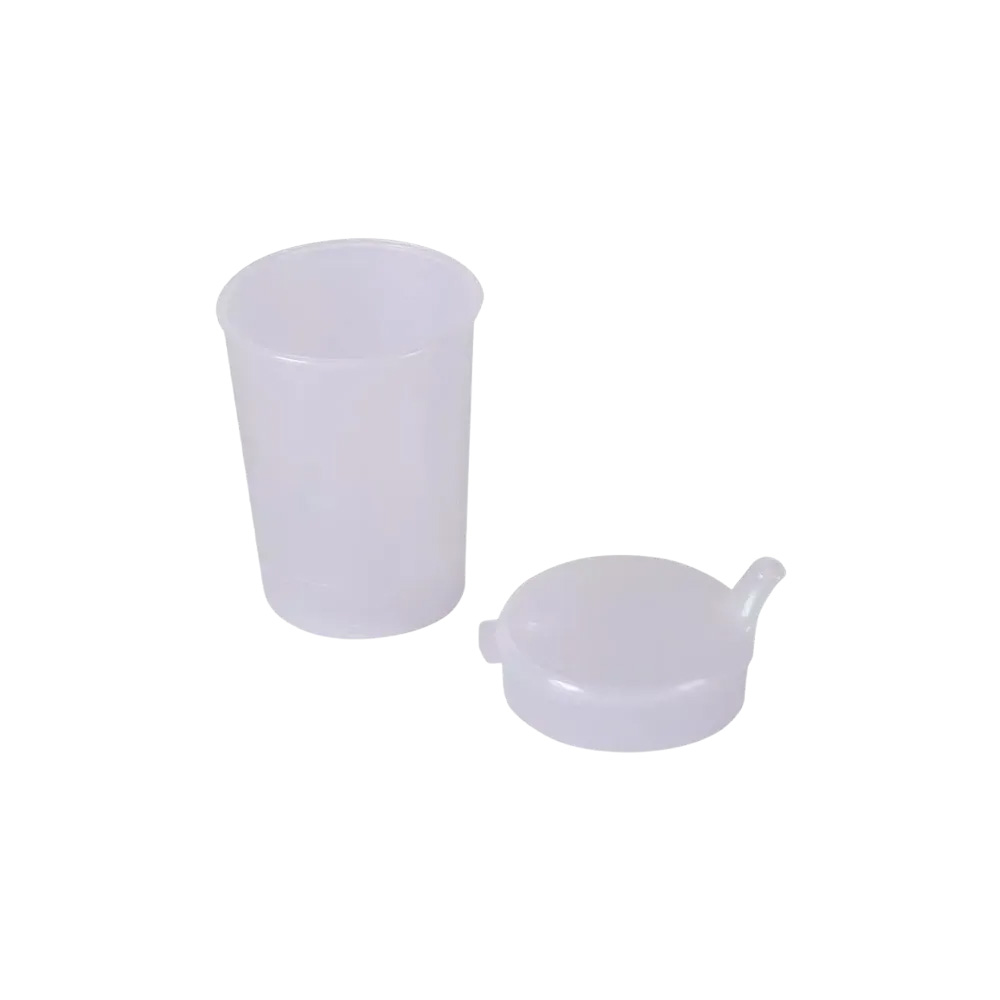 PP Schnabelbecher Oberteil und Unterteil SET, transparent, milchig, 50x 250 ml Unterteil, 50x Oberteil 4x4